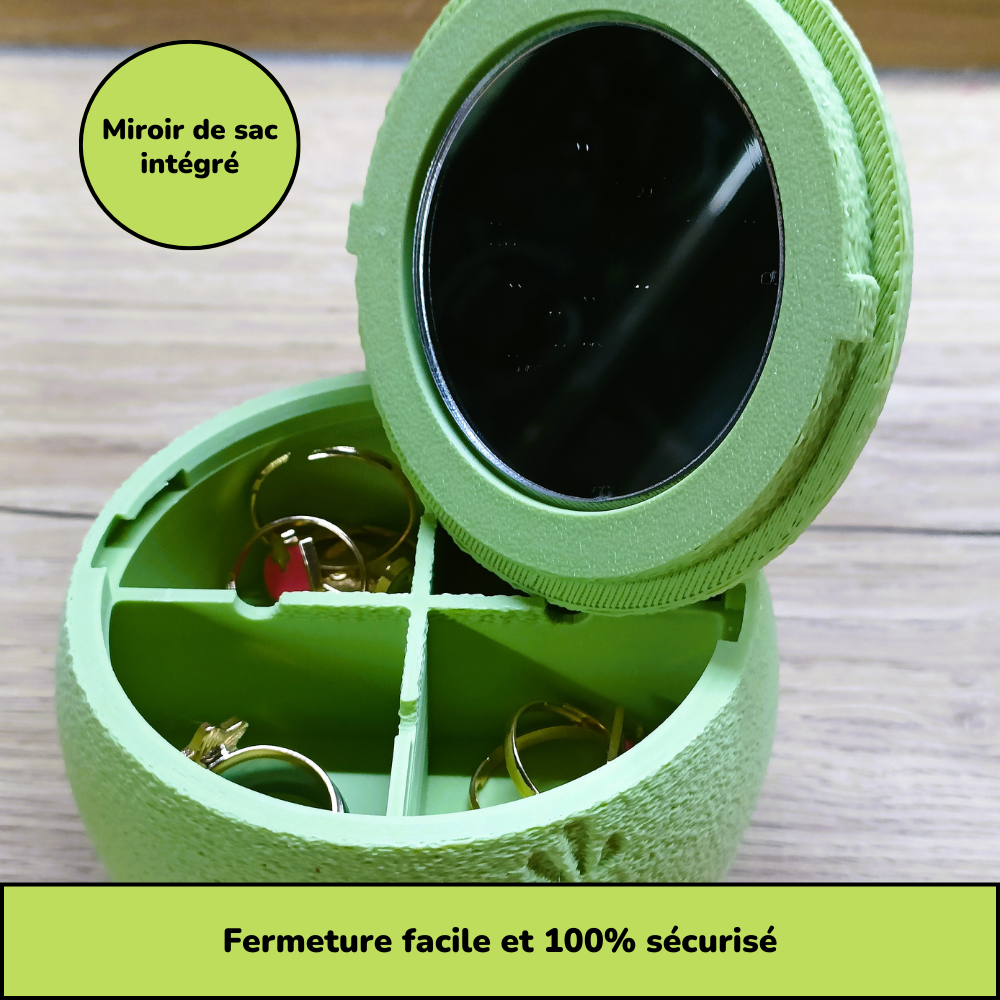 Boîte à bijoux nomade et compacte - Vert Avocat