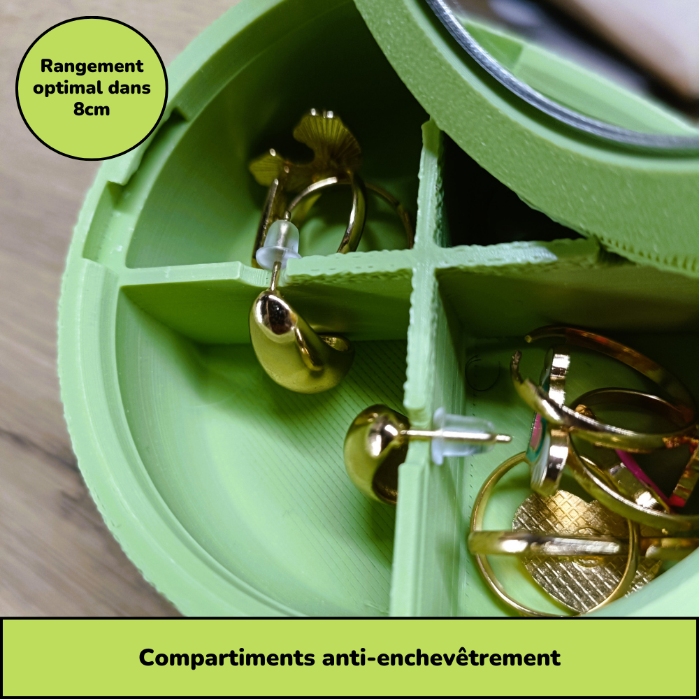 Boîte à bijoux nomade et compacte - Vert Avocat