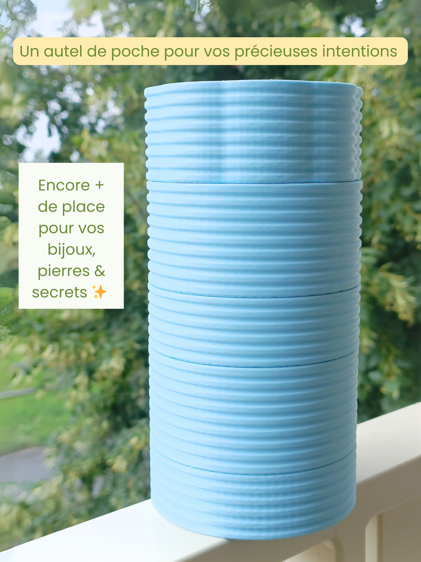 Boîte à bijoux autel 5 étages modulable et nomade - Bleu