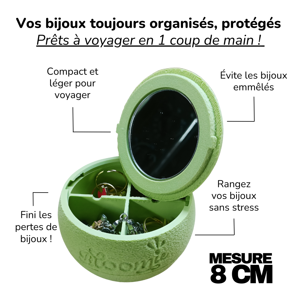 Boîte à bijoux nomade et compacte - Vert Avocat