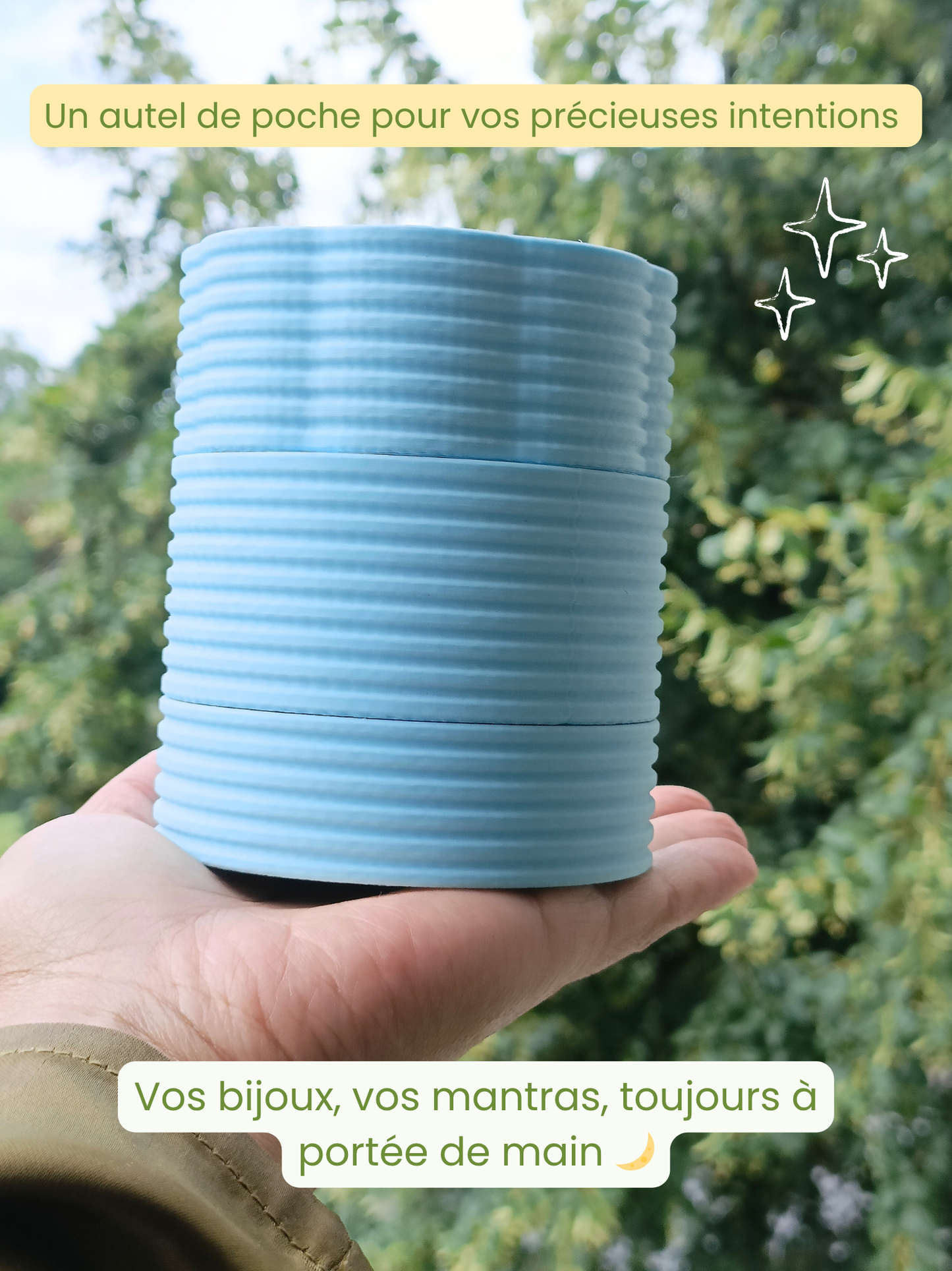 Boîte à bijoux autel 3 étages modulable et nomade - Bleu turquoise