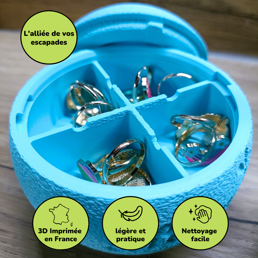 Boîte à bijoux nomade et compacte - Bleu turquoise