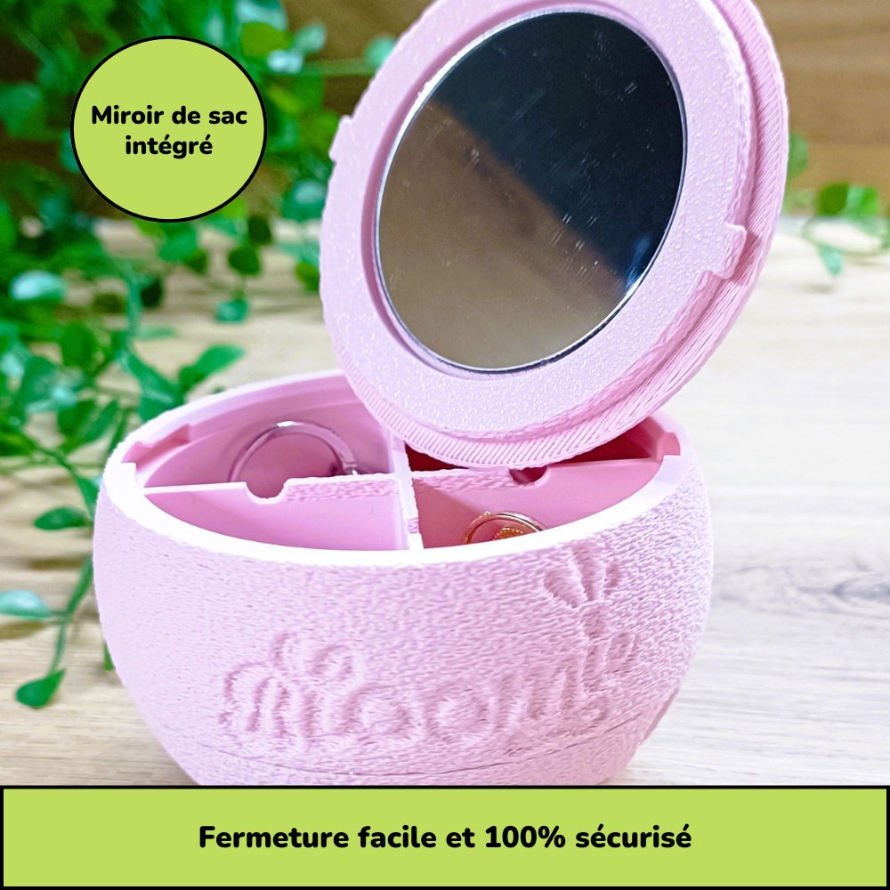 Boîte à bijoux nomade et compacte - Rose pastel