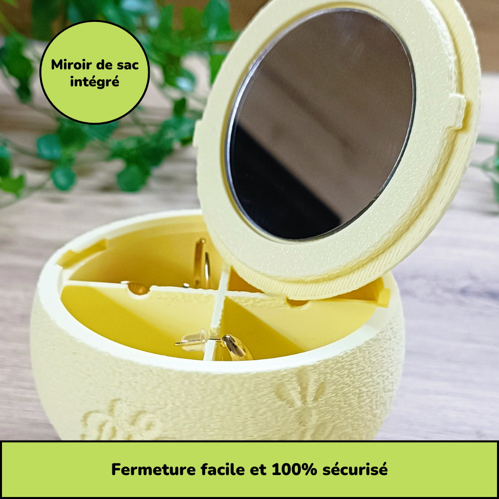 Boîte à bijoux nomade et compacte - Jaune citron