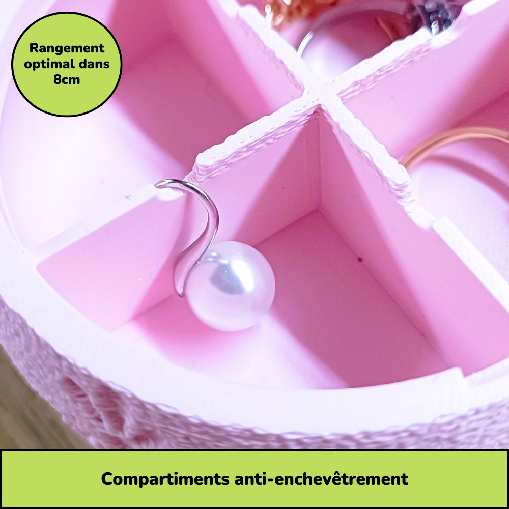 Boîte à bijoux nomade et compacte - Rose pastel