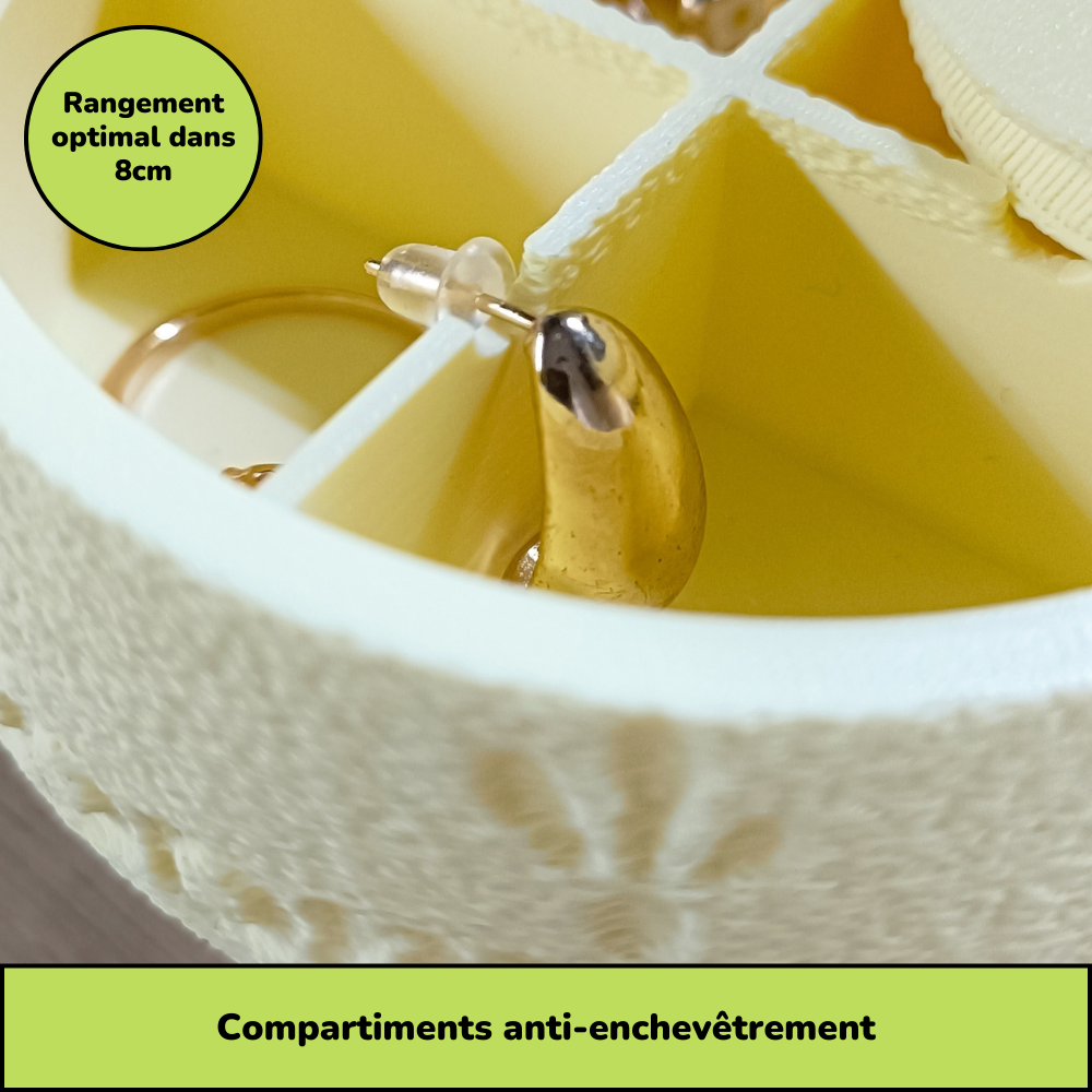 Boîte à bijoux nomade et compacte - Jaune citron