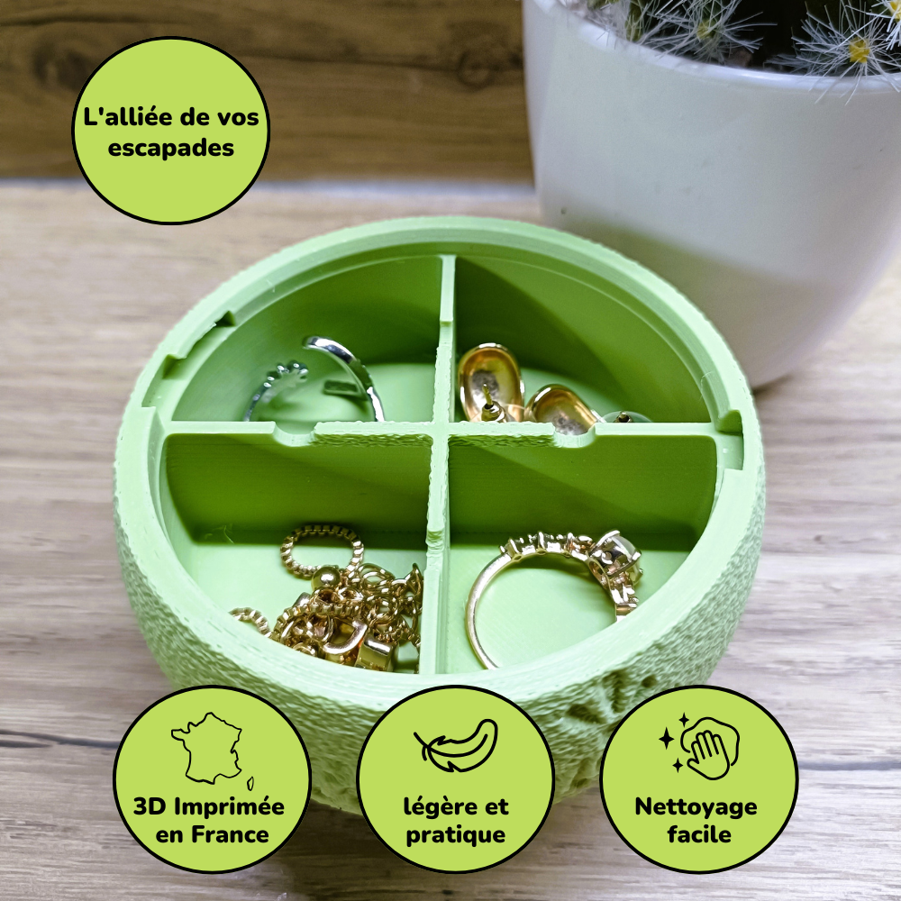 Boîte à bijoux nomade et compacte - Vert Avocat