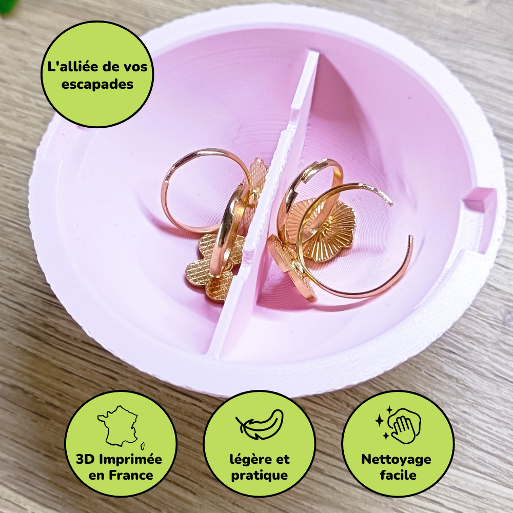 Boîte à bijoux nomade et compacte - Rose pastel