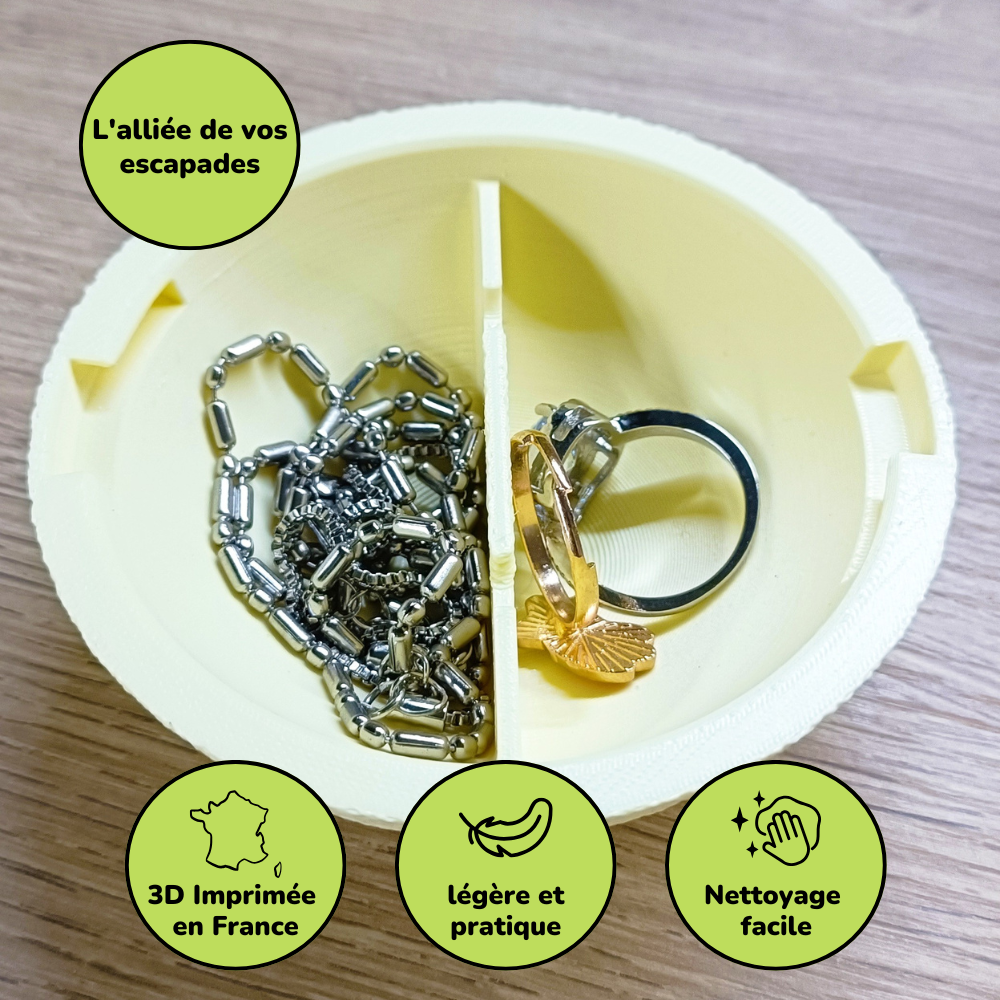Boîte à bijoux nomade et compacte - Jaune citron