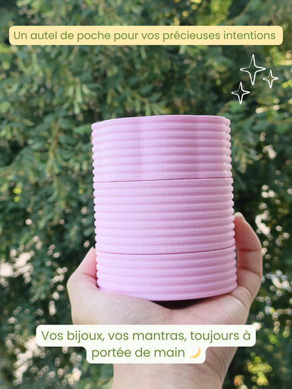 Boîte à bijoux autel 3 étages modulable et nomade - Rose