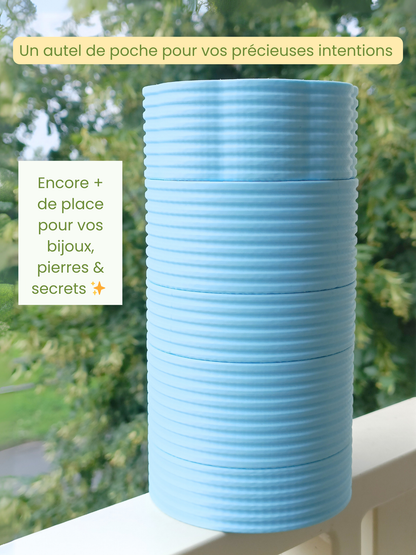 Boîte à bijoux autel 5 étages modulable et nomade - Bleu
