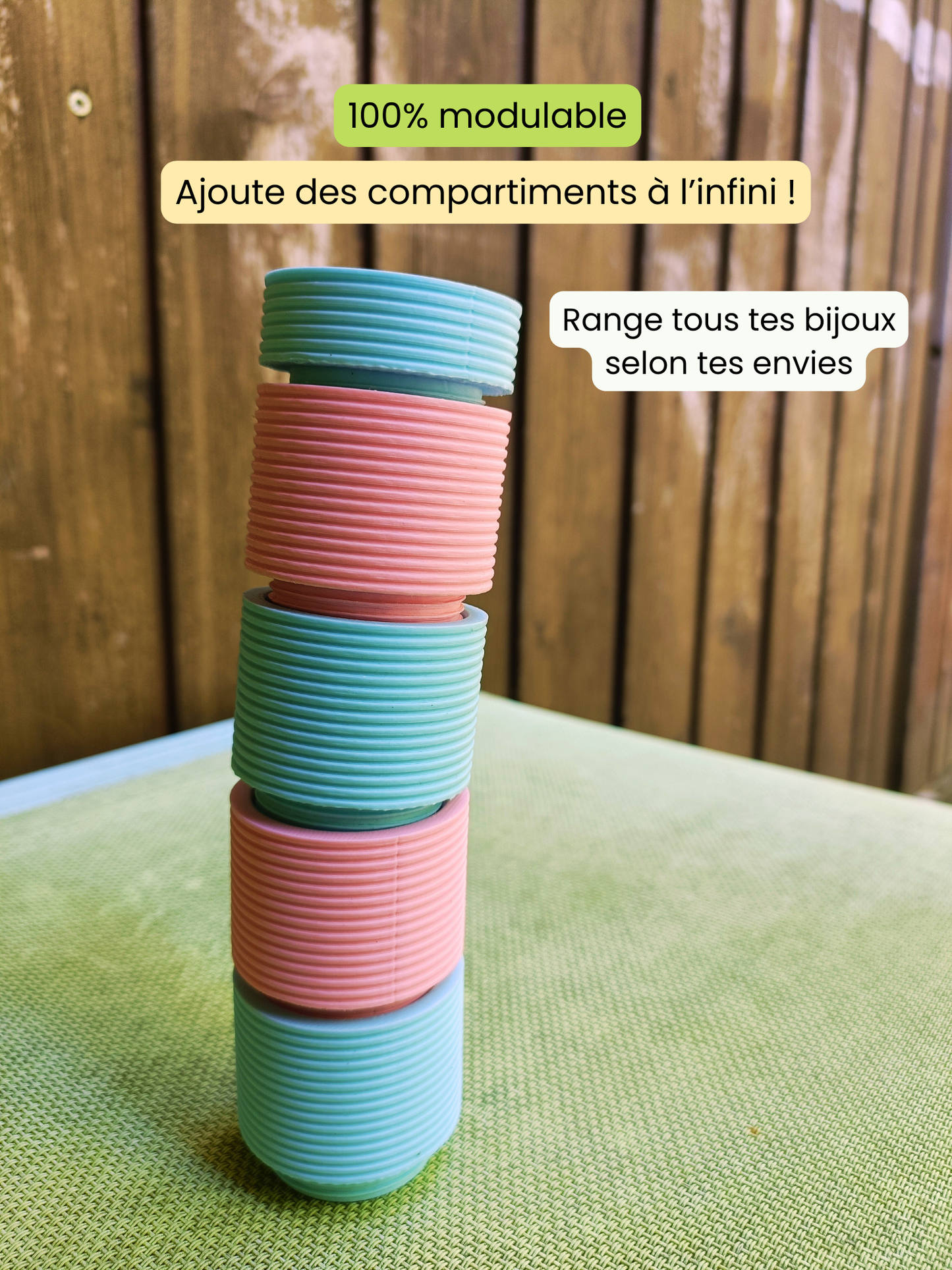 Bloomie Ring Tower — Boîte à bagues & bijoux modulable compacte