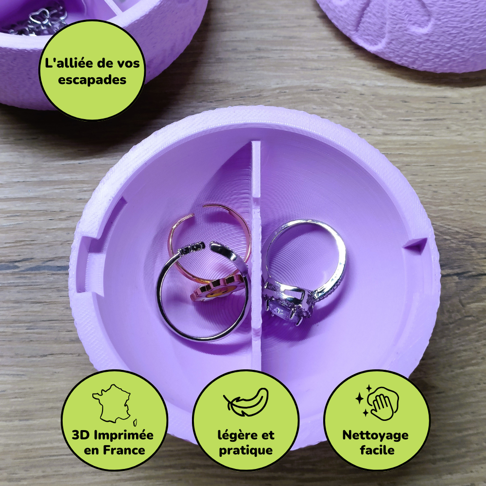 Boîte à bijoux nomade et compacte - Violet Lilas