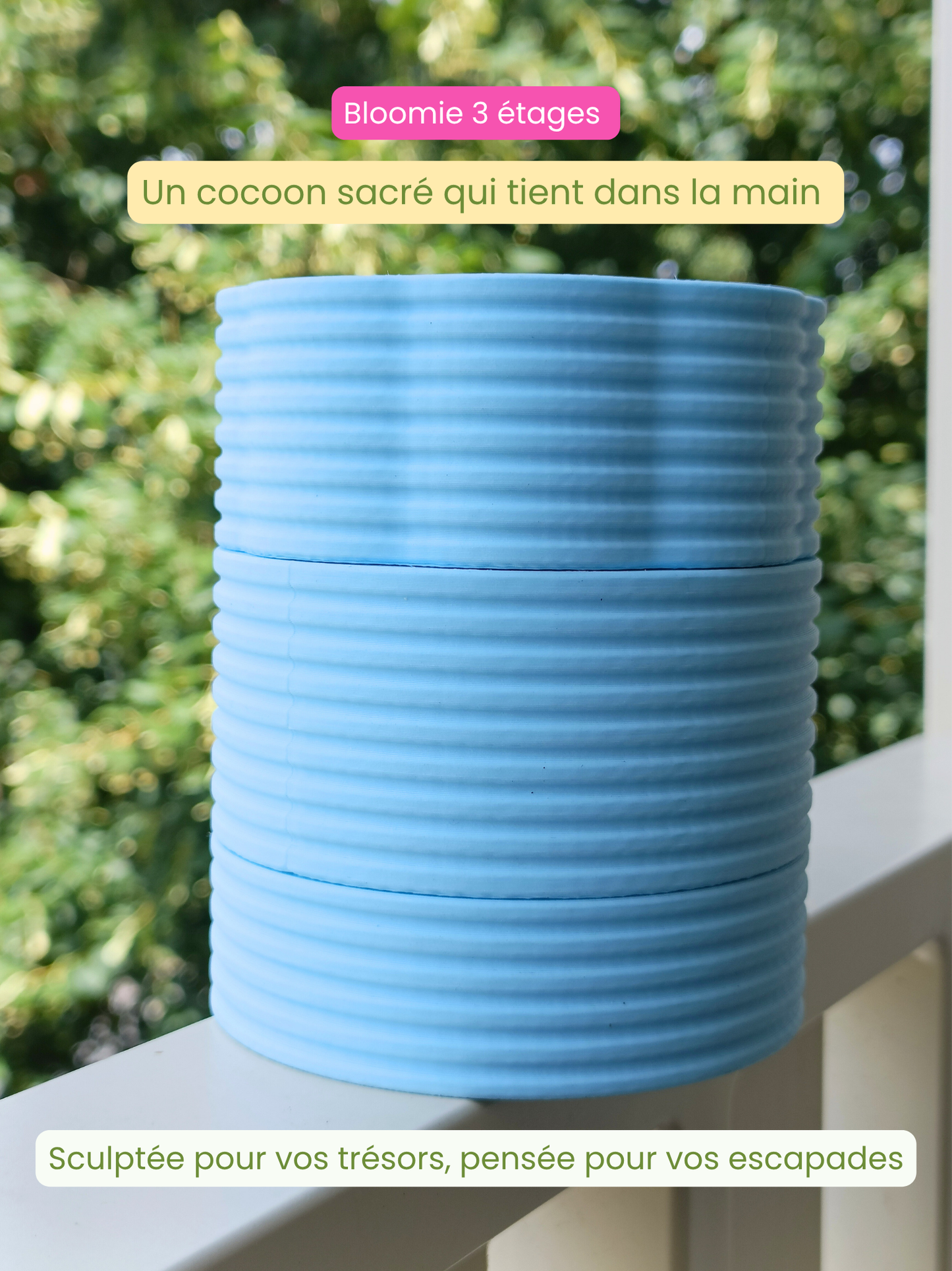 Boîte à bijoux autel 3 étages modulable et nomade - Bleu turquoise
